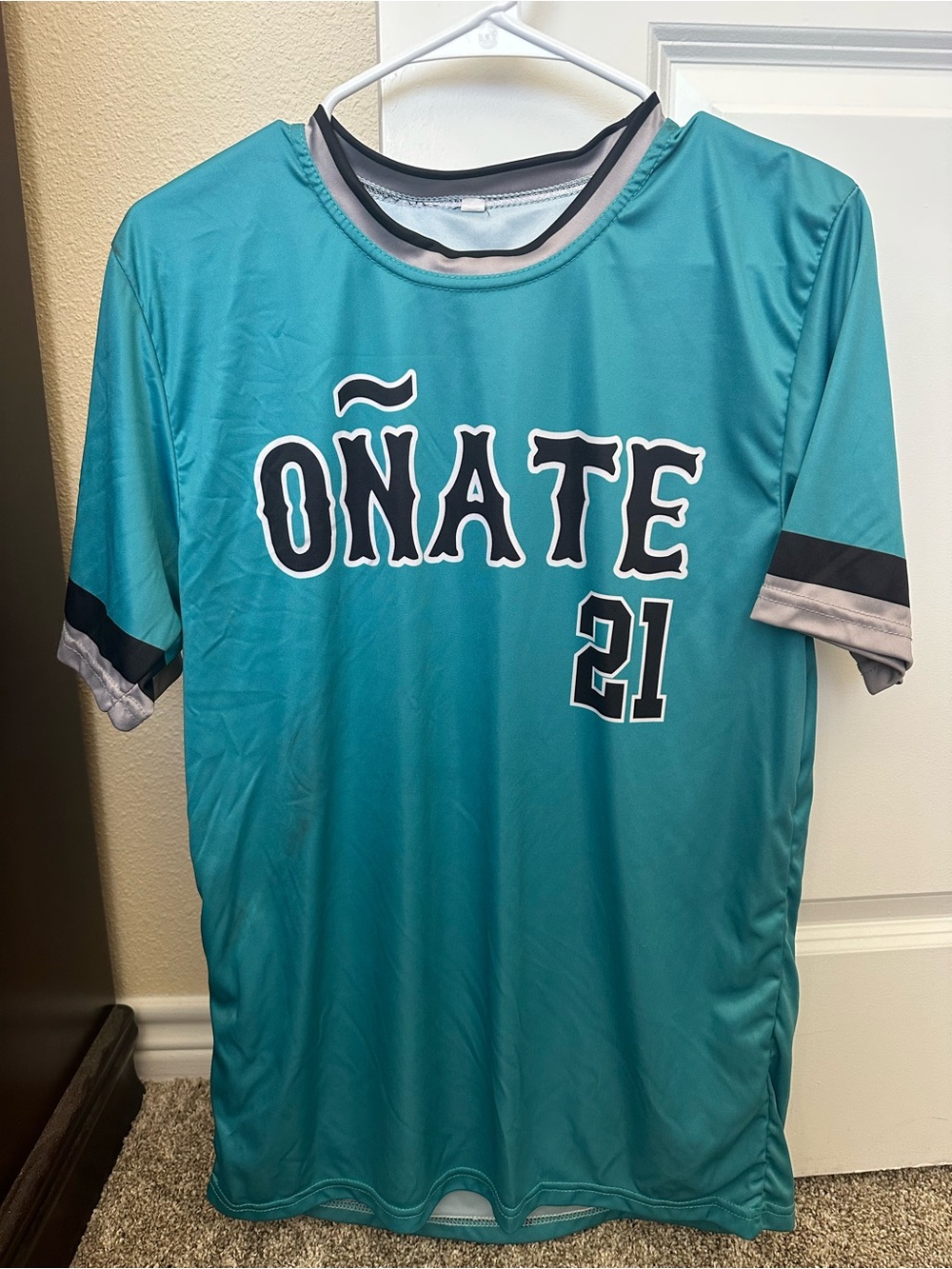 Oñate Teal Athletic Jersey Shirt - Team Number 21, men’s medium